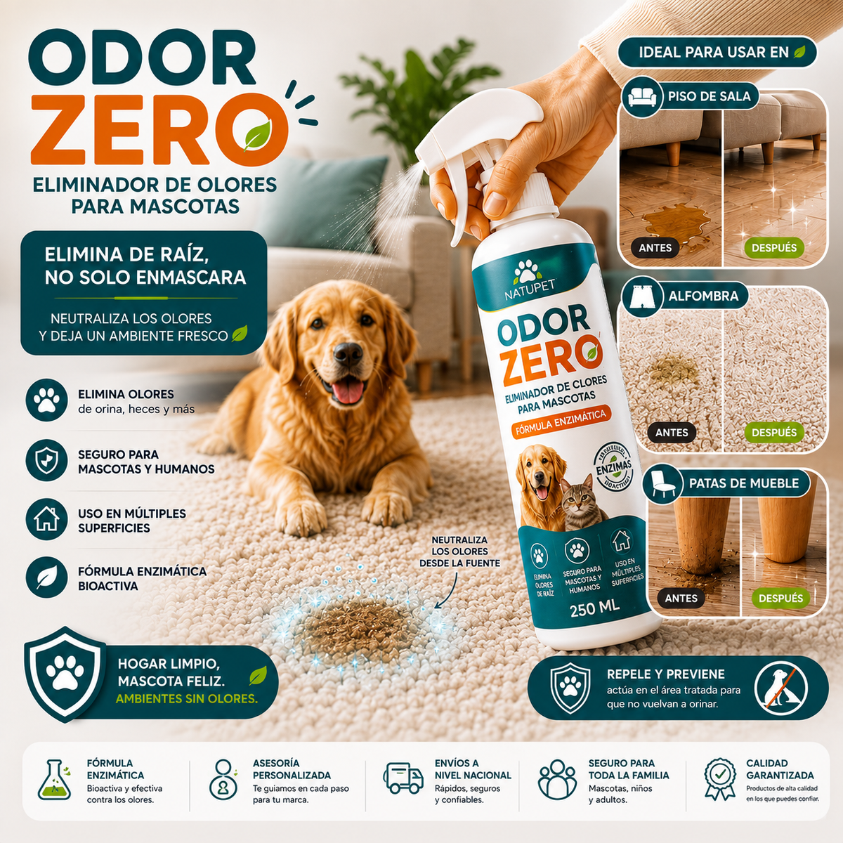 Eliminador De Olores Para Mascotas 250ml